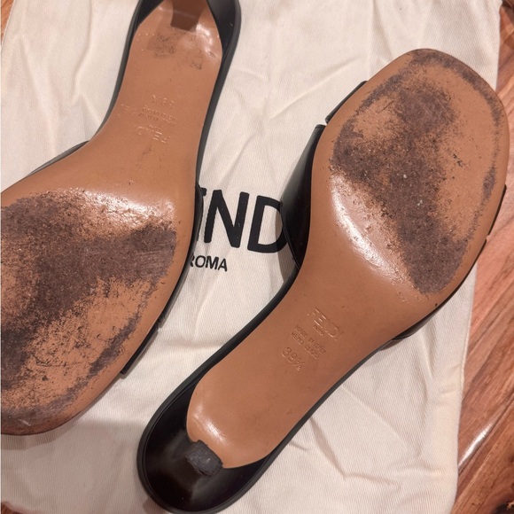 Fendi Black Sandals with Gold Accent - Picture 3 of 3